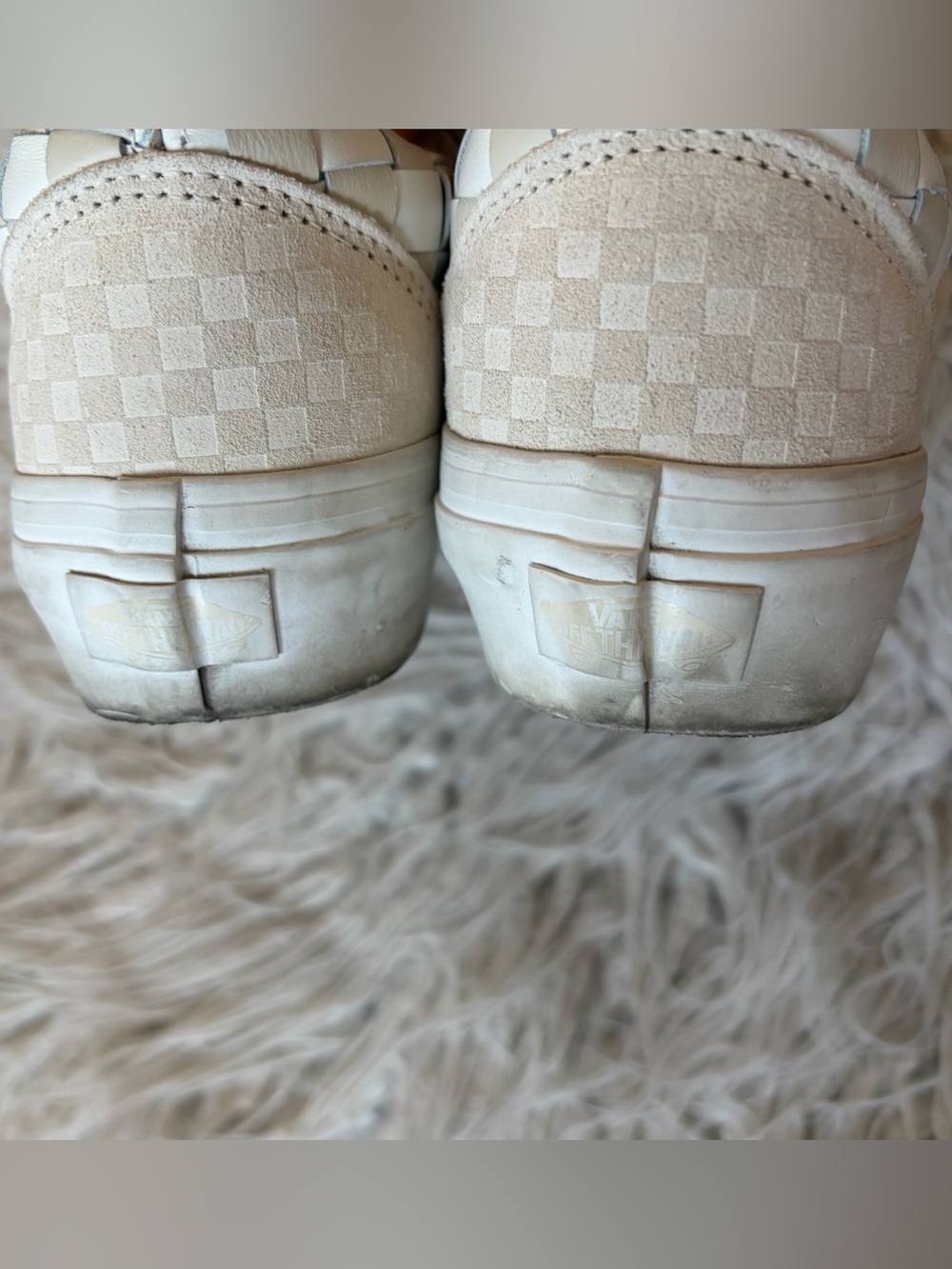 Vans Old Skool Platform Checkerboard Woven Lace Up Beige White Sneakers Shoes 8 - Picture 8 of 11